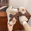 Cartoon bear bow snow boots women's winter fashion cute plush cotton shoes thermal sleeve short boots fluffy shoes