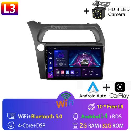 For Honda Civic Hatchback 2006-2011 Android 12 Car Radio Multimedia Video Navigation 2 Din Stereo DVD Head Unit Speaker Carplay