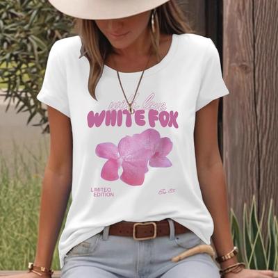 Zomer Petal-vormige Ronde-hals Pullover Korte mouw Dames T-shirt