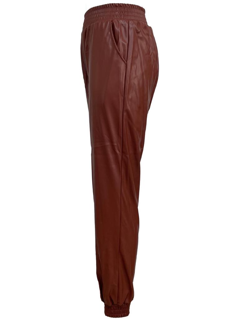 Street Trend High-Waist Leather Pants for Women - European & American Motorcycle Style, Autumn/Winter Fashion