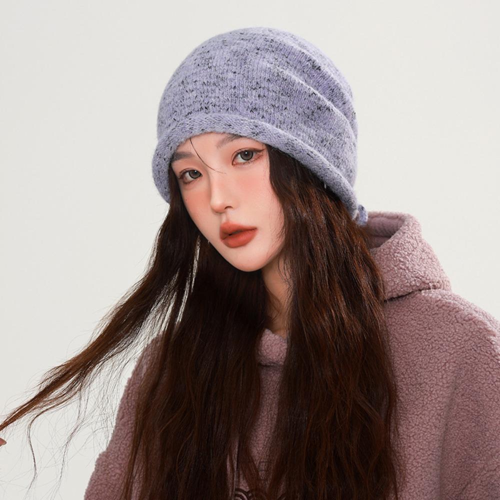 

Elastic Knitted Stacked Hat Hip-hop Brimless Beanie Cap Personality Y2K Pullover Cap Gifts фіолетовий