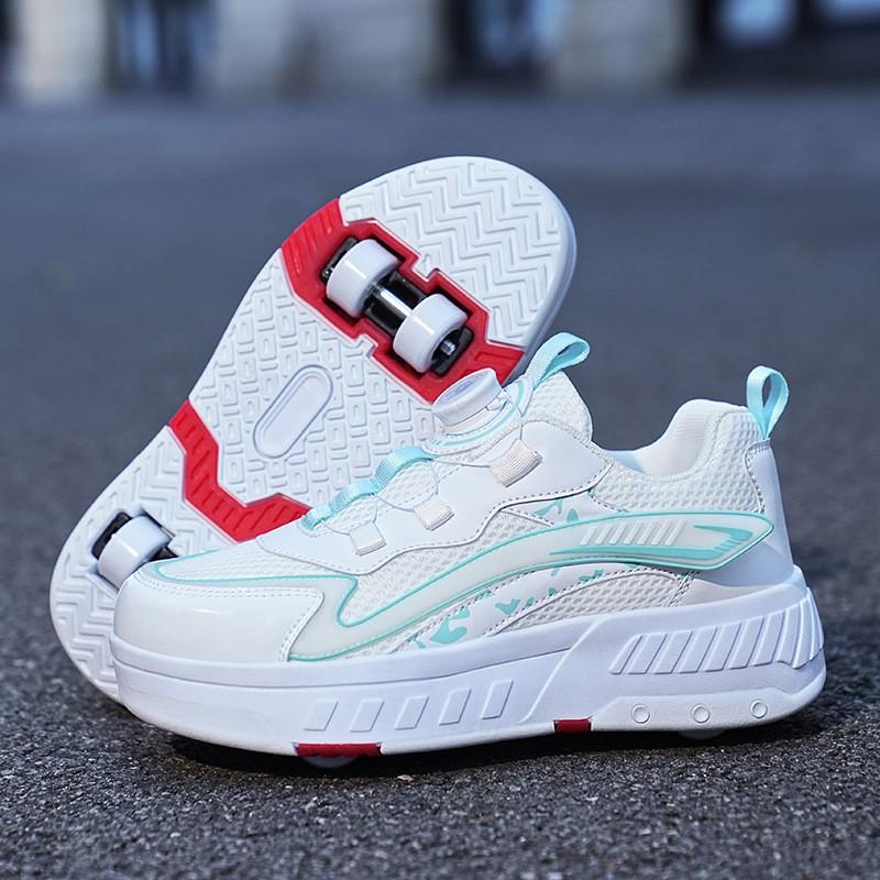 Youth style shoes Kids Light-Up Roller Shoes With Retractable Wheels Double Wheel PU Sole Slip-On Sneakers Boys Girls