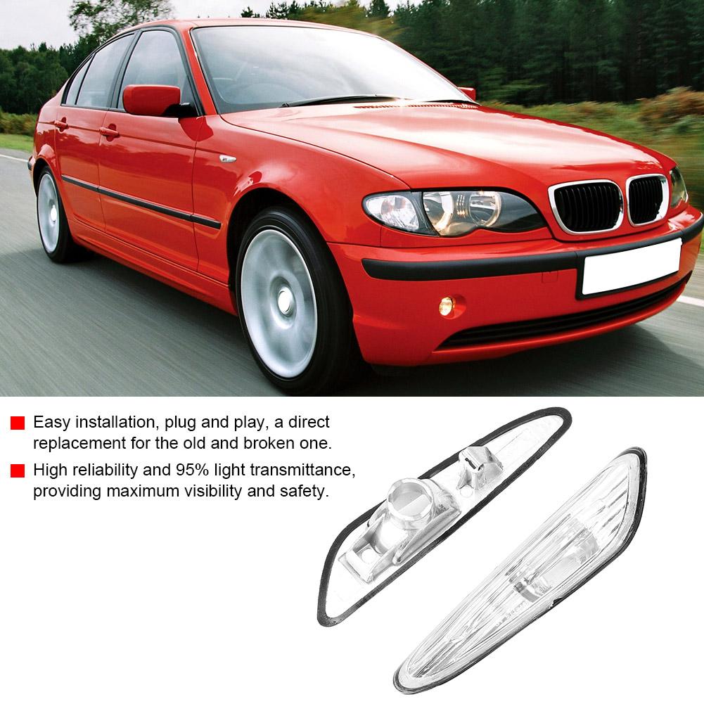 1 Pair Turn Signal Side Marker Lamp Cover 63137165915 63137165916 Fit for E46 325i Transparent