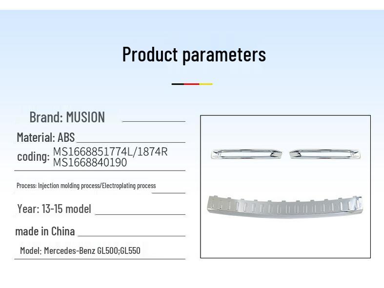 Chrome-Plated Decorative Strip for Mercedes-Benz GL500/GL550: Fog Light, Front Bumper, and Trunk Protector