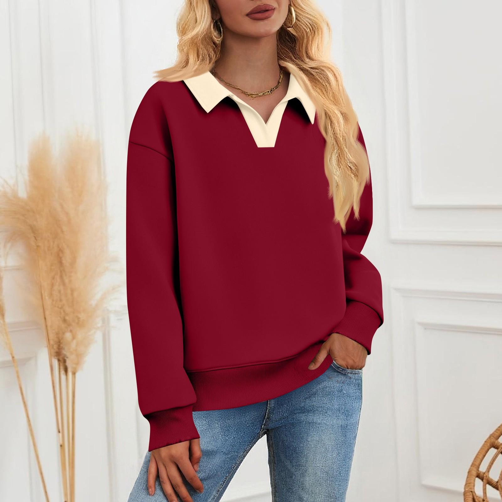 

Женская мода однотонное повседневное худи с длинным рукавом L винный