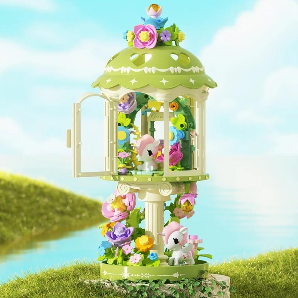 JAKI Tokidoki Building Blocks Lighthouse Model Pink Heart Decor Glowing Night Light Desktop Ornament Gift For Adult Women