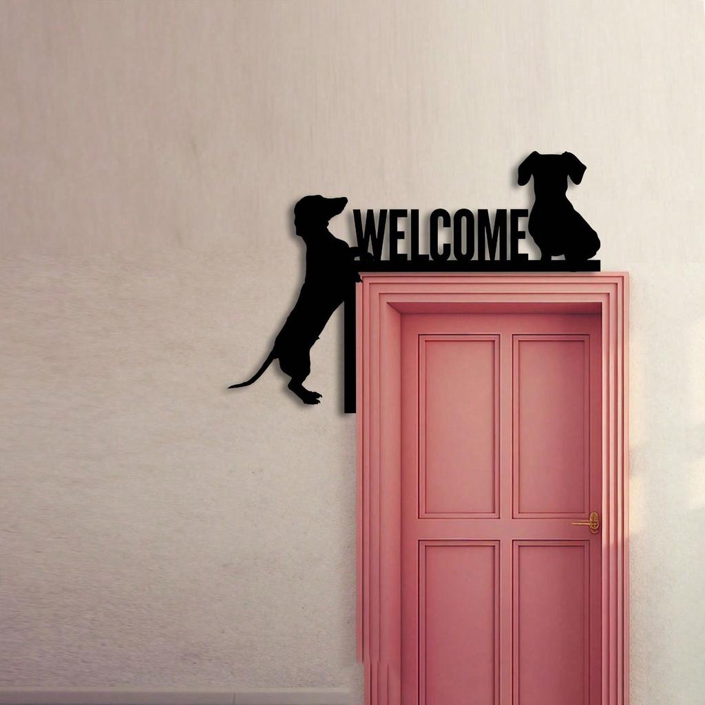 Dachshund Welcome Door Topper, Dog Silhouette Door Frame Decor