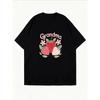 White T-Shirt Grandma Strawberry And Flowers Print Casual Summer Outfit For Women
