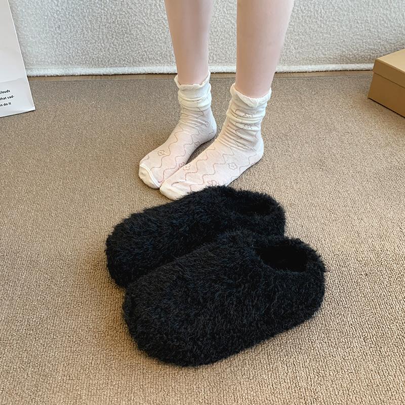 Baotou Hairy Slippers Footwear 2026 Winter Home Lightweight Women Winter Cotton Mopping 35 чёрный 2300₽