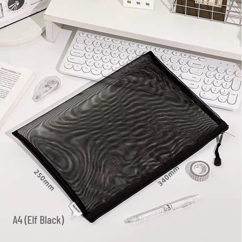 Mesh Document Bag with 6 Zippers - 5 Storage Compartments for Students & Files, Back-to-School Handbag