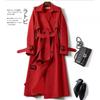 Classic Double Breasted Trench Coat with Belt, Khaki Casual Windbreaker Jacket
