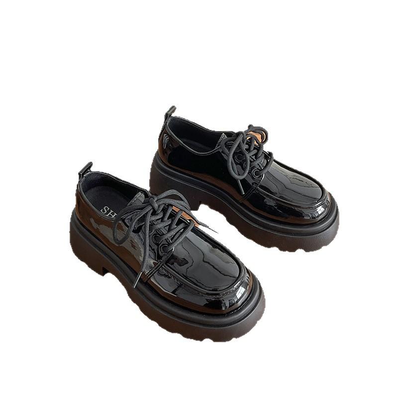 British style platform small leather shoes women's 2025 new spring and autumn versatile black jk single shoes muffin loafers ins tide