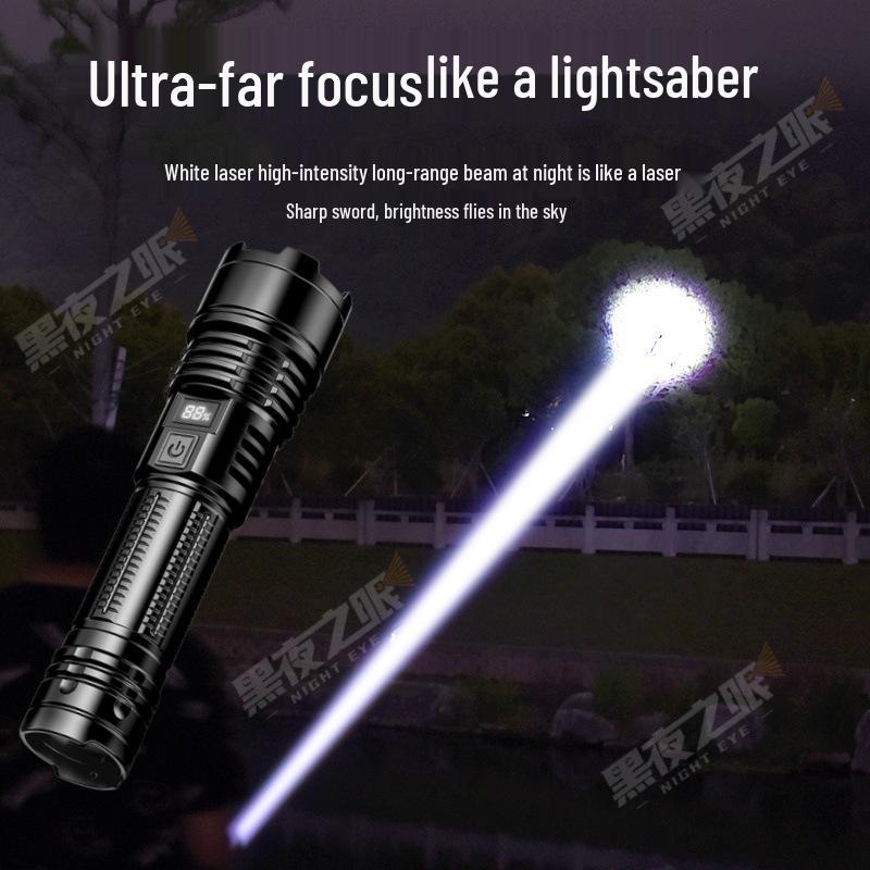 Huawei P50 Laser Flashlight: Bright, Powerful, Rechargeable with Digital Display and Telescopic Zoom.