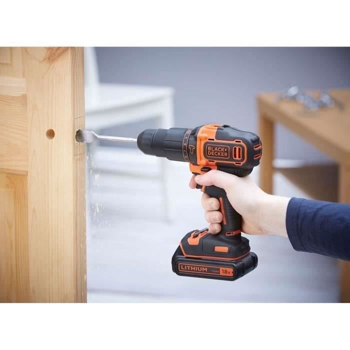 Cordless Hammer Drill - 18V - BLACK+DECKER - BDCHD18C2TA-QW – with 2 18V Batteries – 30 Accessories