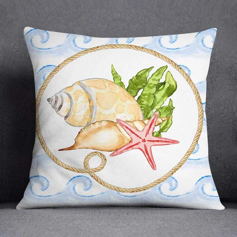 Ocean World Biological Printing Pattern Square Cushion Cover for Home Living Room Sofa Office Decoration Throw Pillow