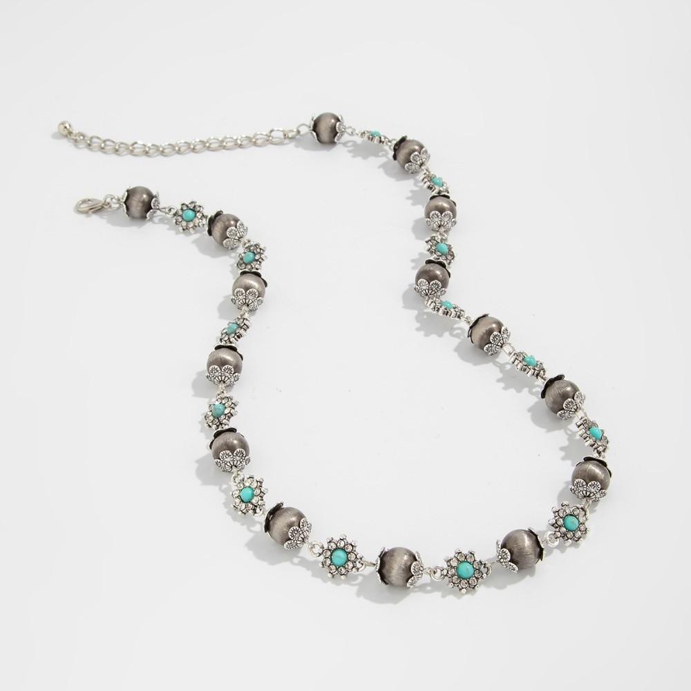 Bohemian Flowers Beads Choker Necklace Rhinestone Y2K Neck Jewelry  Party