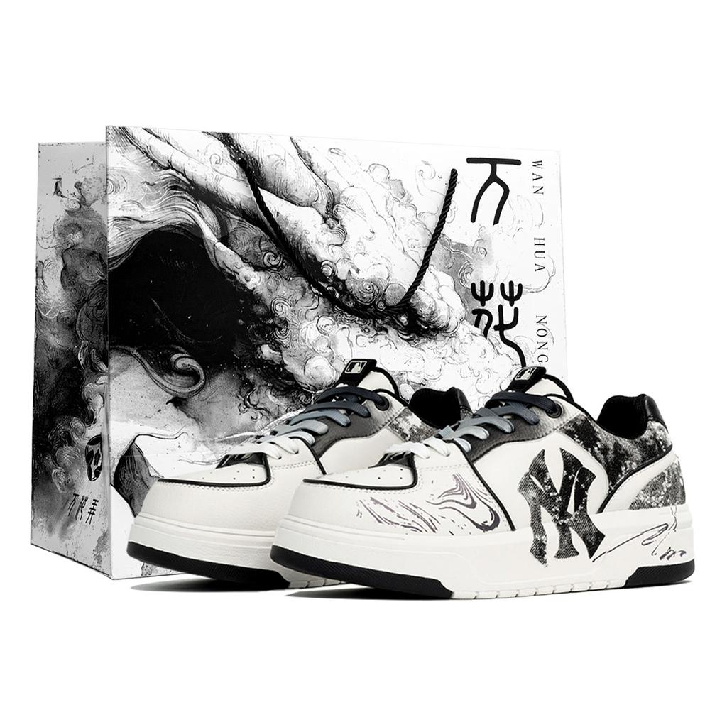 MLB Chunky Liner Wan Hua Nong, Mo, Shopping Bag Abrasion Resistant Low top Skateboard Shoes Unisex Black White 3ASXCA12N-50WHS(Team113-BOX)