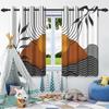 2Pcs Bohemian Style Curtains Plants Leaf Geometric Pattern Blackout Curtains Boho Window Curtain for Bedroom Apartment Decor