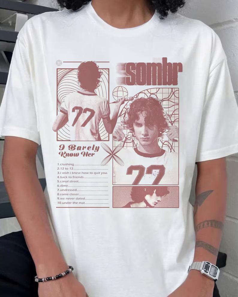 Retro Sombr Music Vintage Tshirt Gift For Women And Men Short Sleeve Tshirt Y2k Cotton Clothes Harajuku Casual Streetwear Tops