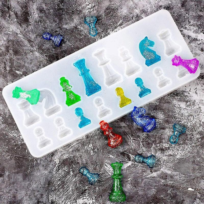 1/2PCS Chess Resin Mold Set Chess Pieces Silicone Mold Chess Board Epoxy Casting Mold for Diy Art Crafts Jewelry Making Family Board Games