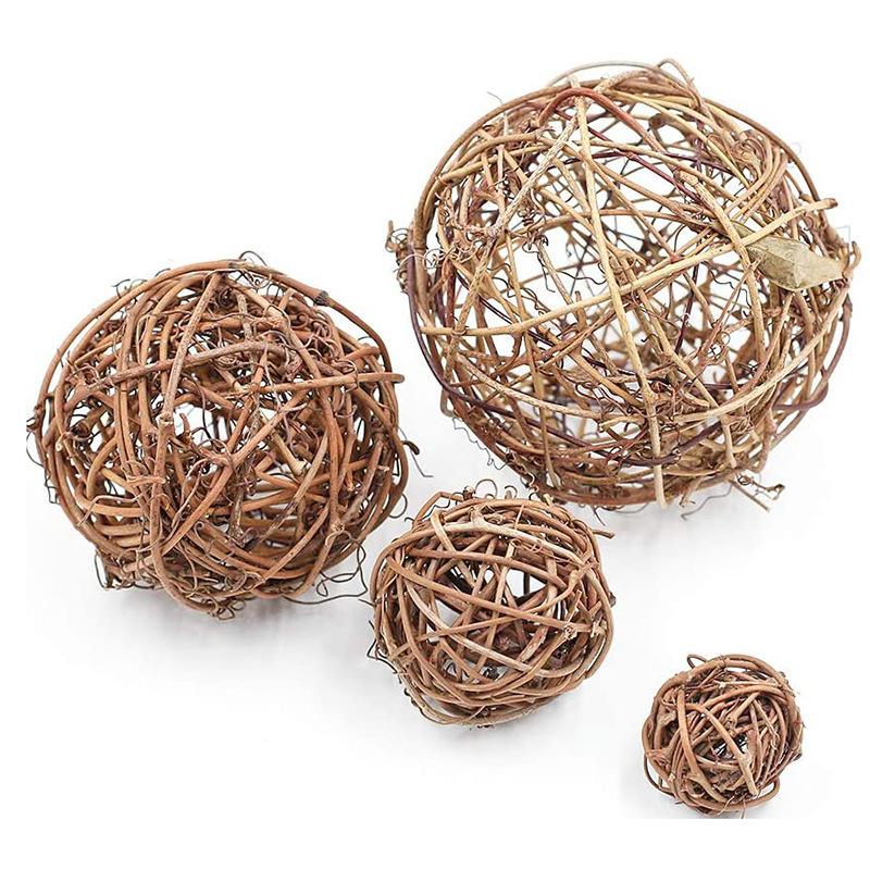 10 Pcs Natural Rattan Balls Woven Cane Adornment Eco-Friendly Vine Decor for Easter Party Home Wedding Plant Shooting Props 1.97inch (5cm)