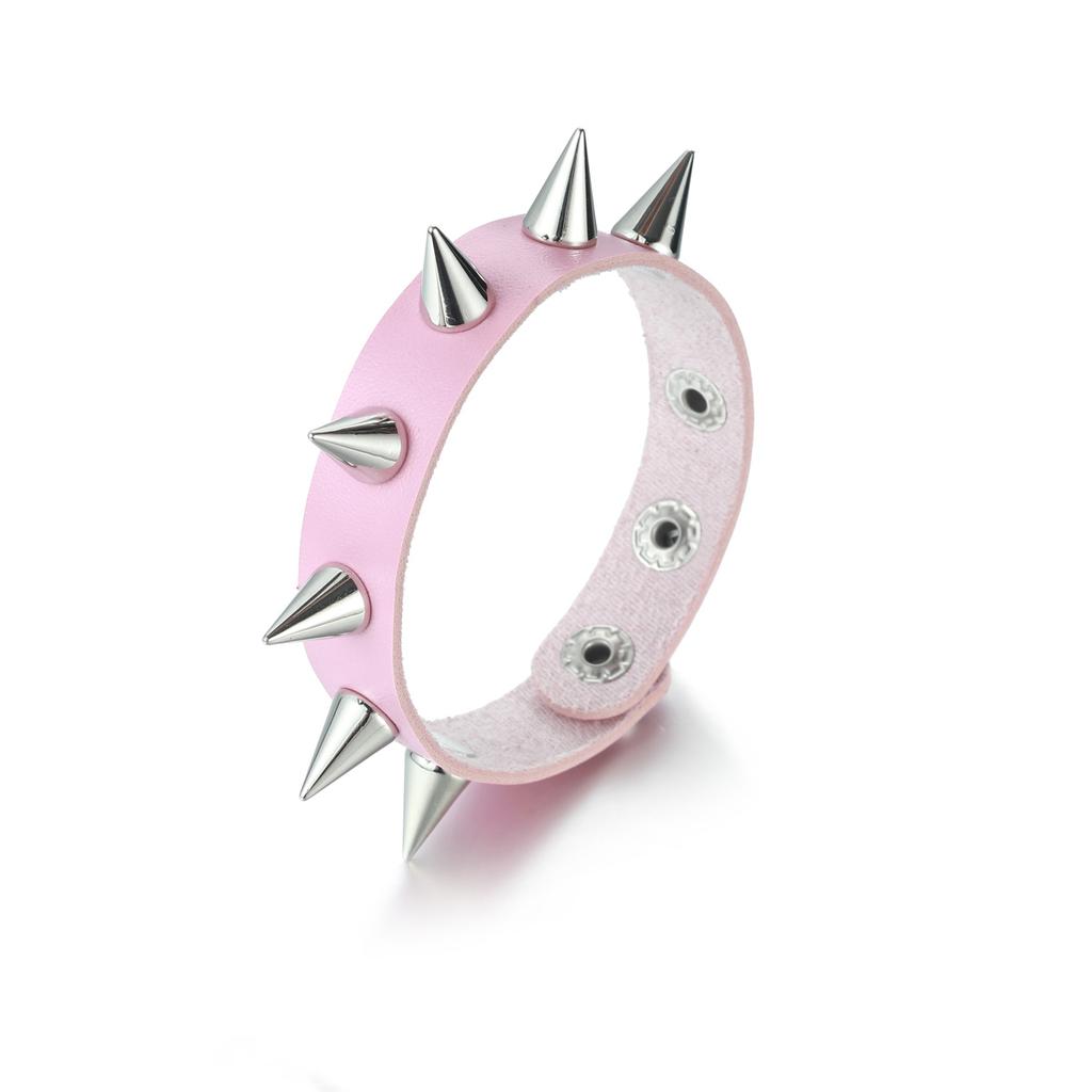Spiked Studded Bracelet Black Leather Rivet Punk Bracelet Cuff Wrap Bangle Goth Alt Wristband for Men Women Punk Accessories