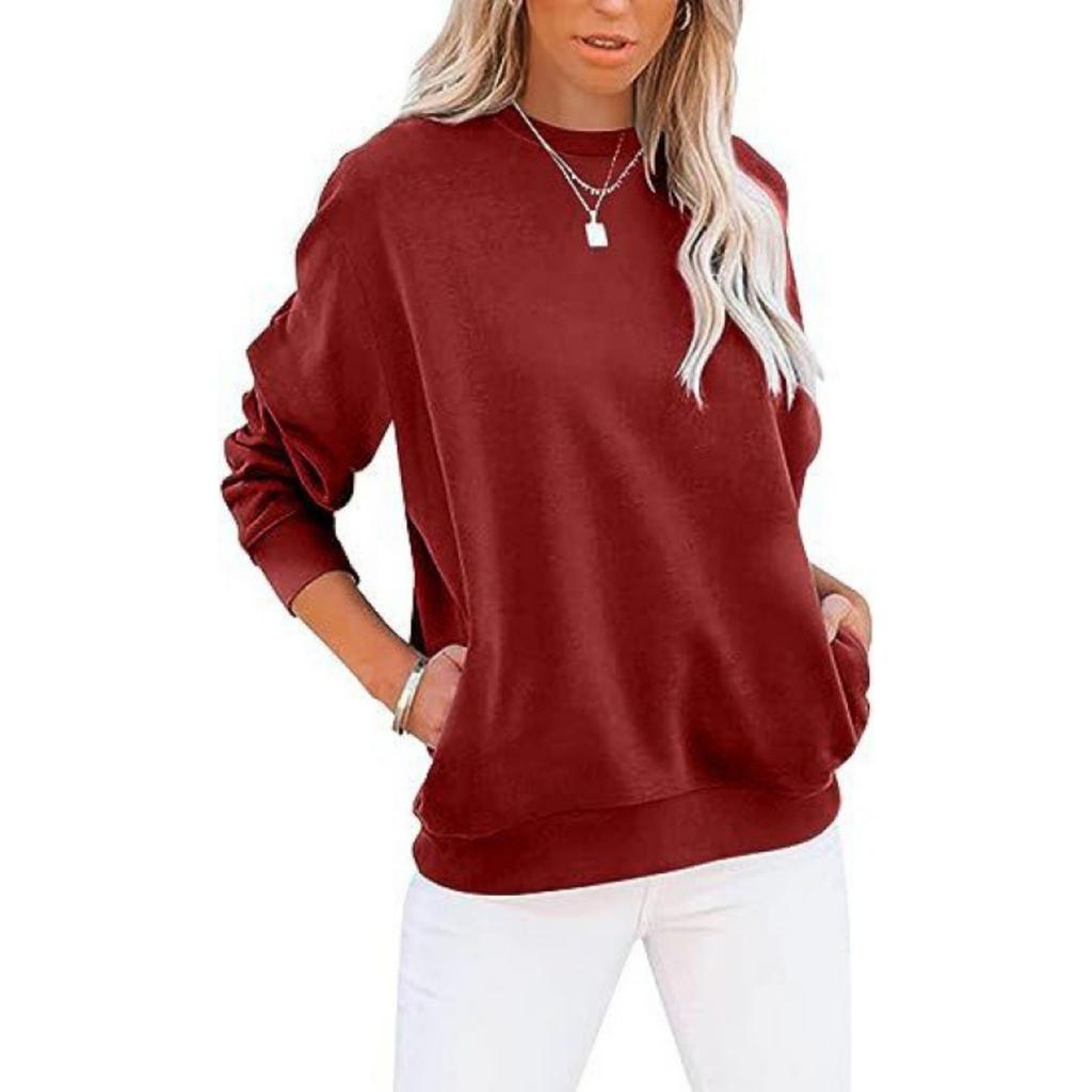 Women's Solid Color Pocket Top Hoodie