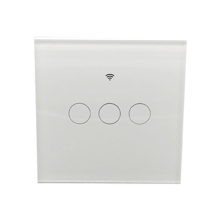 UK WiFi Smart Touch Wall Light Switch EU Standard 86 WIFI Tuya Smart Touch Switch 3 Gang Switch (White,86mm*86 mm&Eu Standard) белый
