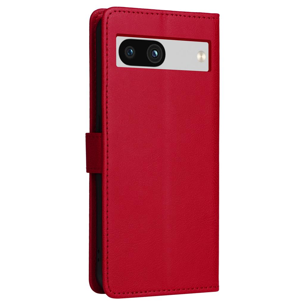 For Google Pixel 7a Case Solid Color Leather Mobile Cover Wallet Stand with Strap