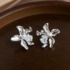 Blumen-Ohrstecker aus flüssigem Metall mit Zirkonia – Übertrieben, Hochwertiger, Vielseitiger Schmuck für Damen