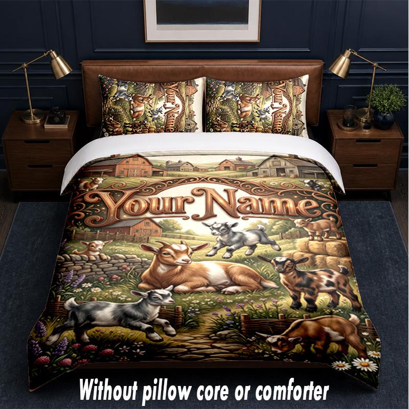 Farm Country Theme Custom Text Or Name 3Pcs Bedding Set,1 Flat Sheet & 2 Pillowcases Personalized Home Bedding