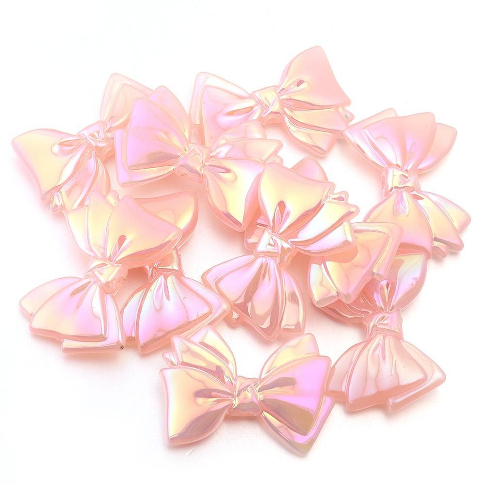 10pcs Bow Acrylic Beads 43x30mm Jelly Color Shiny Loose Spacer Beads For Jewelry Making DIY Bracelets Necklace Keychain Supplies