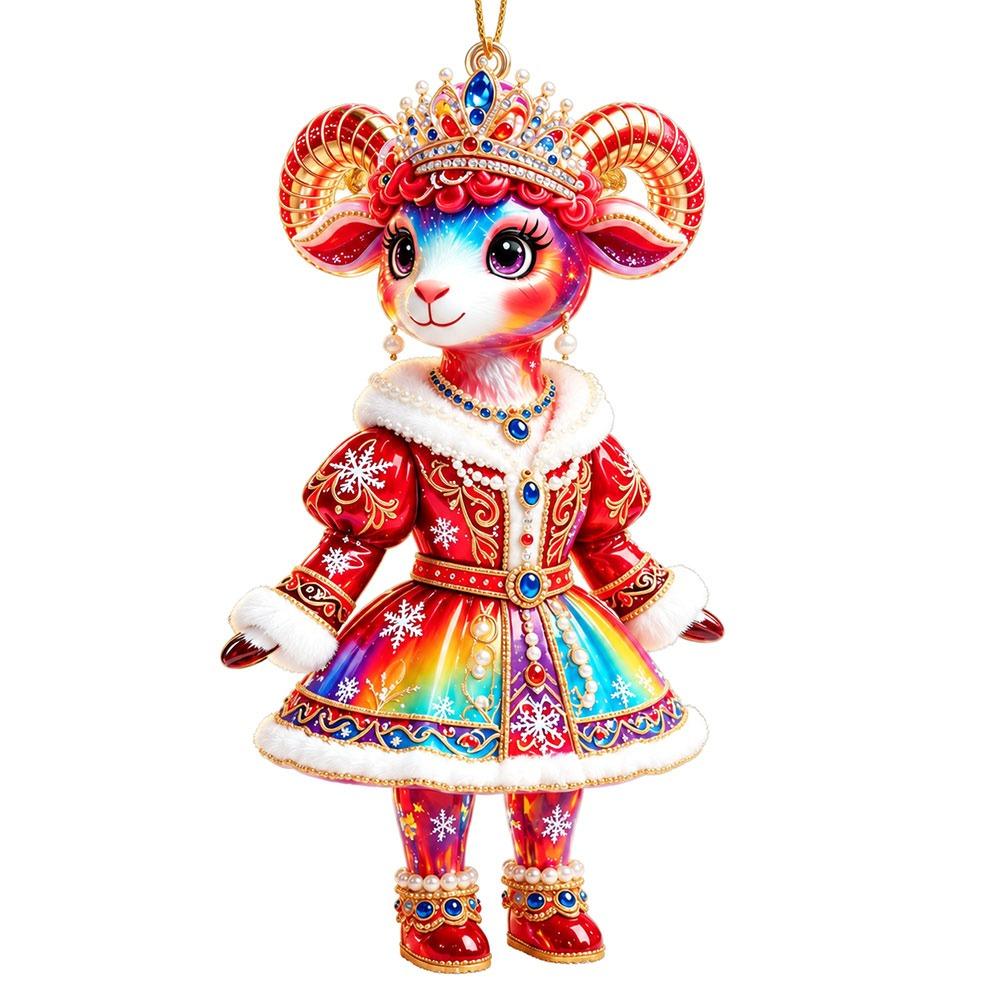Shining Goat Hanging Ornament Acrylic Animal Hanging Decoration Christmas Tree Ornament Bag Charms