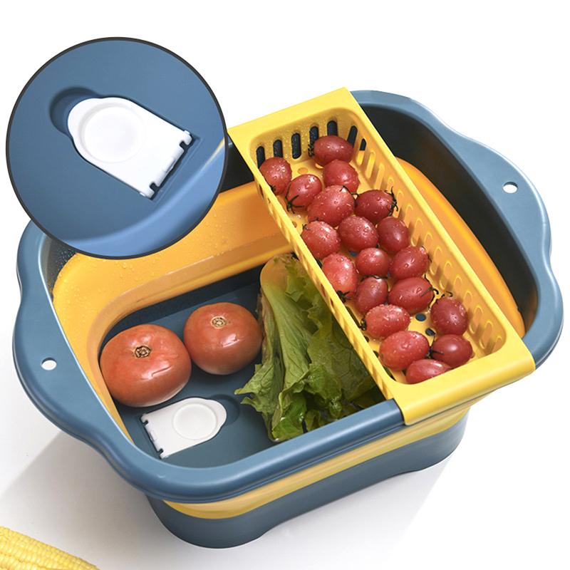 Faltbares Sieb Obst Gemüse Waschkörbchen Abtropfsieb Geschirr Abtropfgestell Silikon Faltbares Abtropfsieb Küchenaufbewahrungswerkzeug