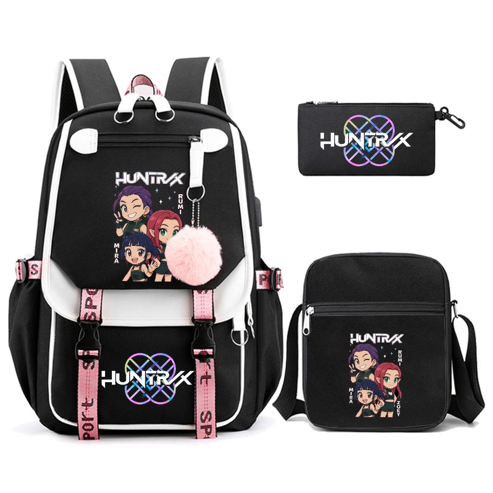 3 Stück/Set Anime Cartoon Kpop Dämonenjäger Bedruckter Rucksack mit Umhängetasche für Teenager Schüler Mädchen Junge Schultasche Große Kapazität Reisetasche Kindergeschenk