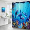 Ocean Underwater World Shower Curtains Set Dolphin Animal Cheerful Marine Life Scenery Polyester Fabric for Kids Bathroom Decor