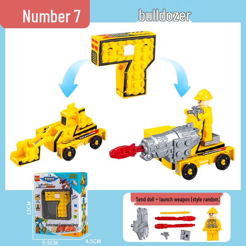 Number Transforming Robot Toy Set for Kids: 0-9 Educational Assembly for Elementary Students