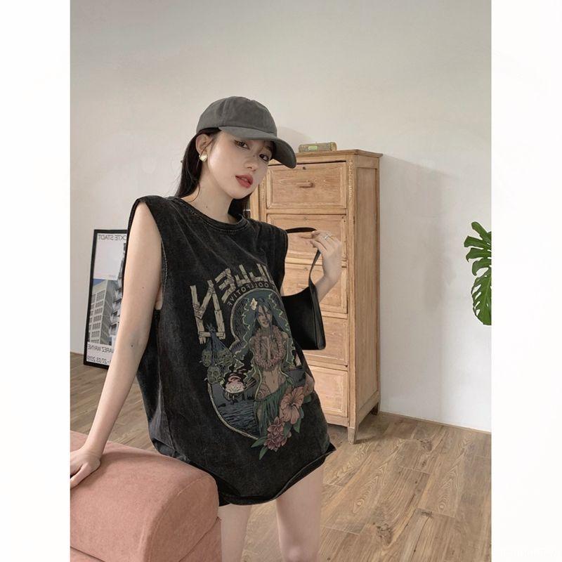 Polyester Sleeveless T Shirt With Graphic Design For Summer Casual Outfits Womens Style