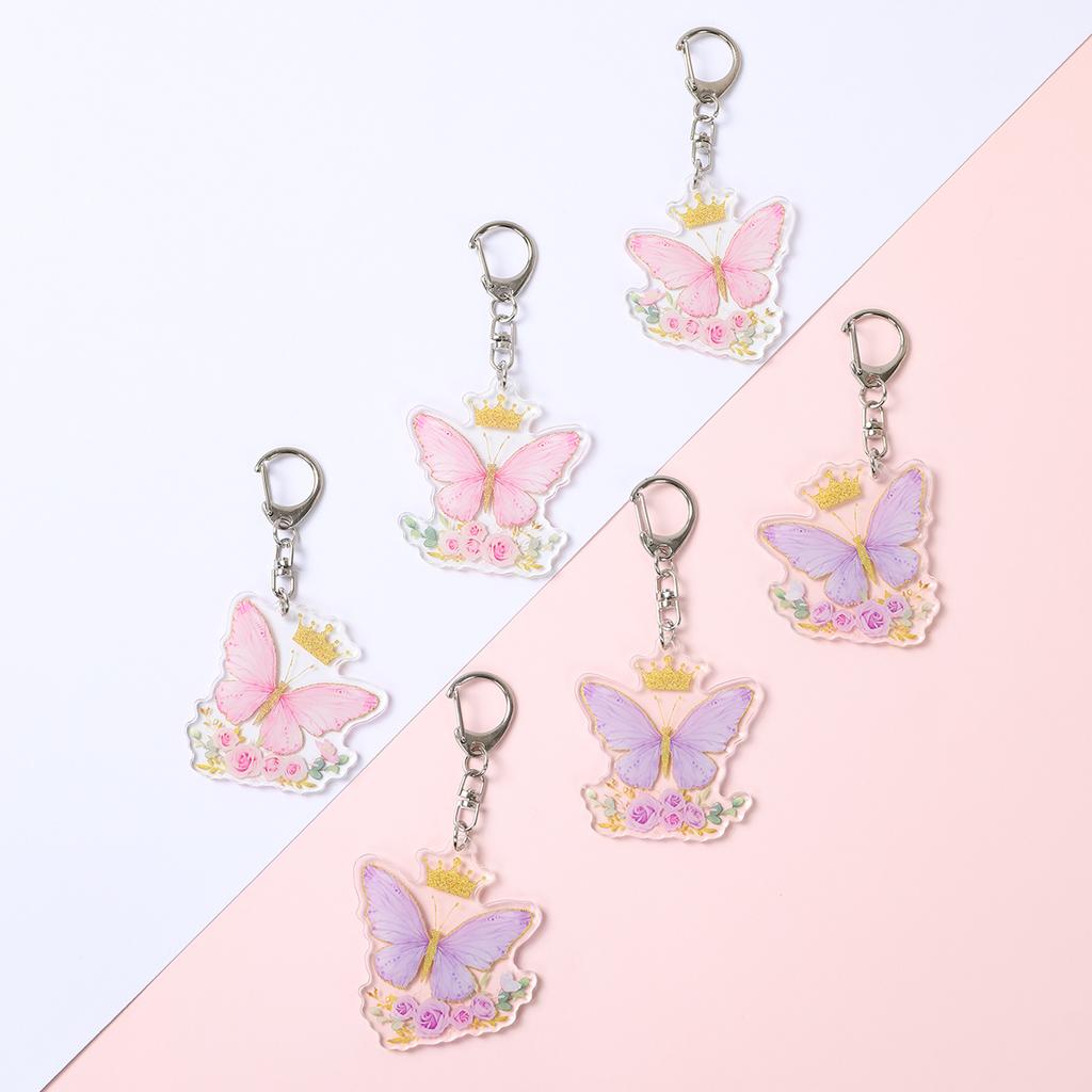 6pcs Butterfly Keychain Backpack Decoration 1st First Birthday Party Decorations Kids Girl Butterfly Decoration Baby Shower