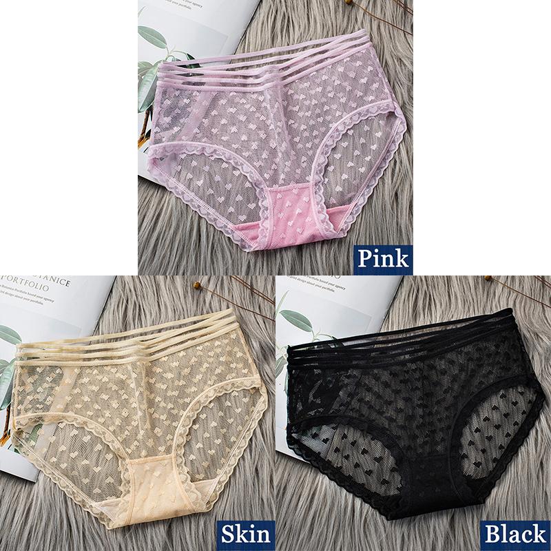 3pcs Sexy Lace Transparent Panties for Women Underwear Fashion Panty Lingerie Breathable Hollow Out Briefs Female Underwear