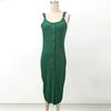 Women's Sleeveless Ribbed Knit Maxi Dress Summer Bodycon Button Down Long Tank Dress Sexy Slim Fit High Slit Office Work Dress