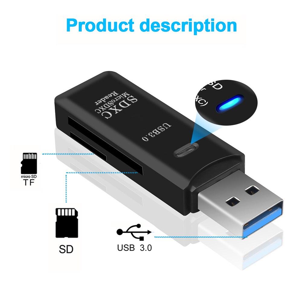 1PC Mini High Speed 2 in 1 Multi Card Reader USB 3.0 Micro SD TF Card Memory Flash Drive Adapter
