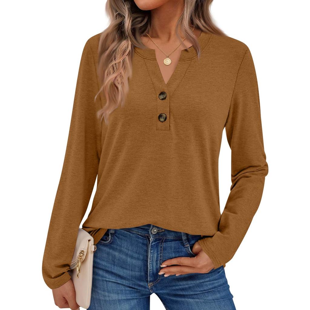 Camicie da donna a maniche lunghe a tinta unita Eleganti top casual Camicie alla moda Top