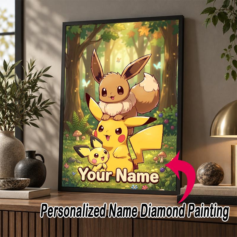 Personalized Eevee Diamond Art Custom Name 5D Diamond Painting Full Drill DIY Craft