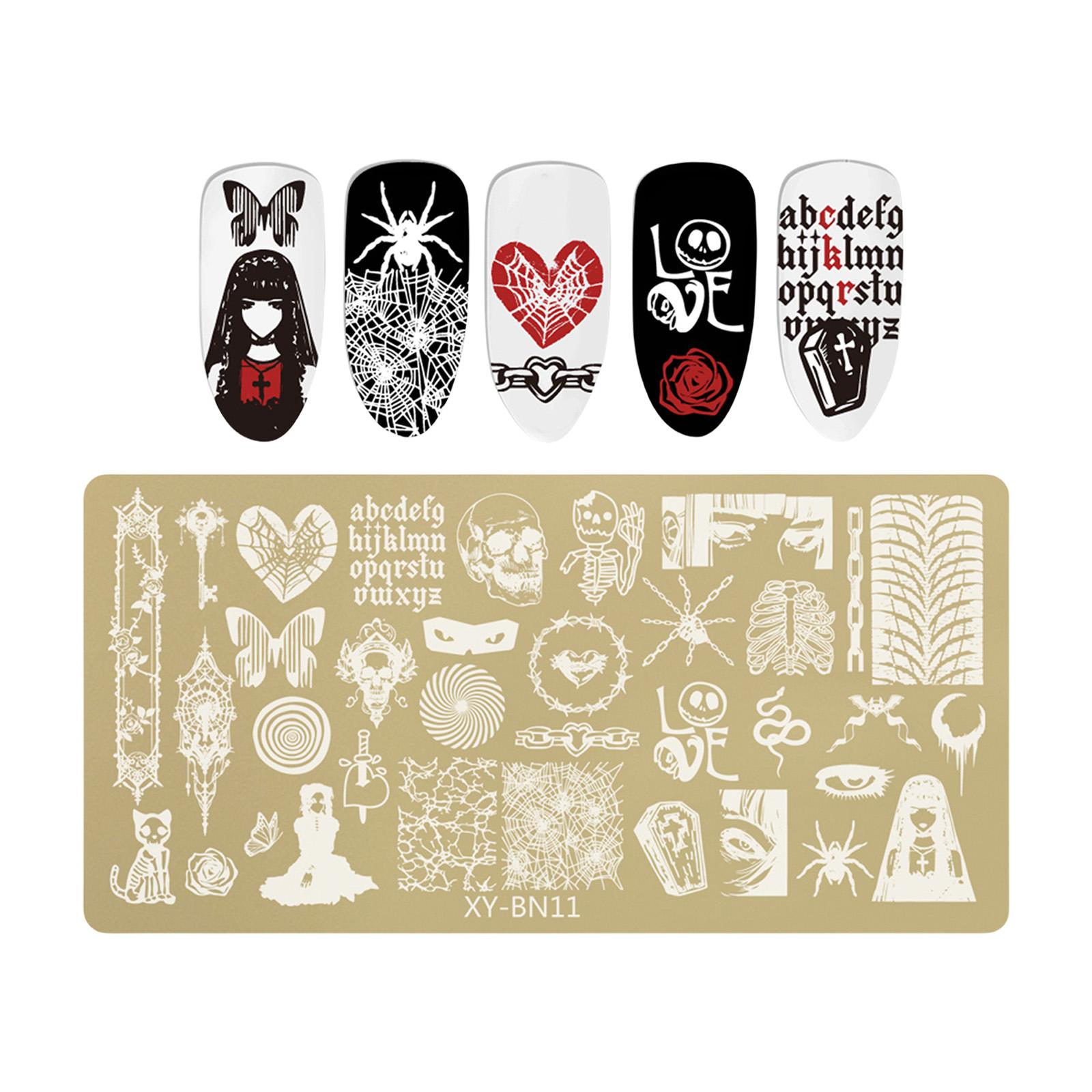 

Пластина для стемпинга для ногтей из нержавеющей стали с цветочным, бабочкой, бантиком, фейерверком для DIY маникюра, салонного декора 11