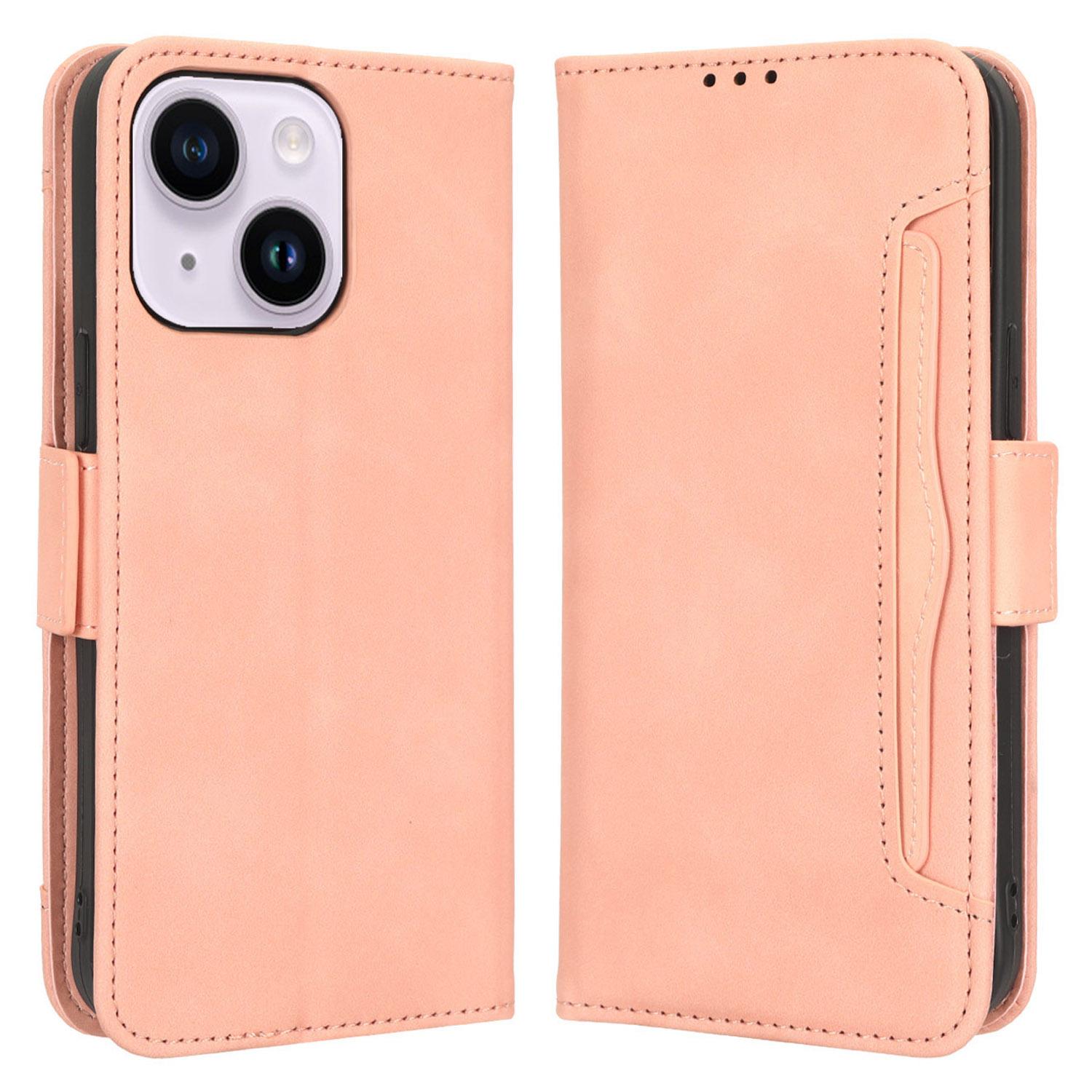 

Чохол для iPhone 15 з кількома слотами для карток, гаманець, повний захист, шкіряна накладка для телефону Pink