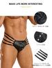 Sexy PU Leather Front Plus Sexy Lingerie for Men [ohyeah] Men's Thongs, Underwear, G-String, Breathable, Rivet-Decorated, U-Shaped Pouch, Bulge,