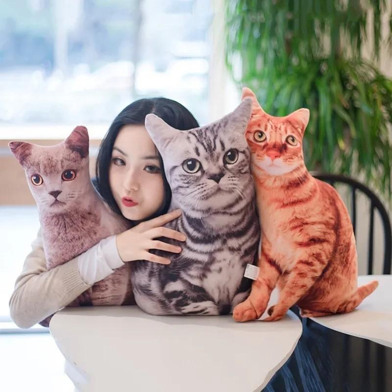 Simulation Cat 3d Plush Stuffed Toy Animal Doll Room Decoration Gift Birthday