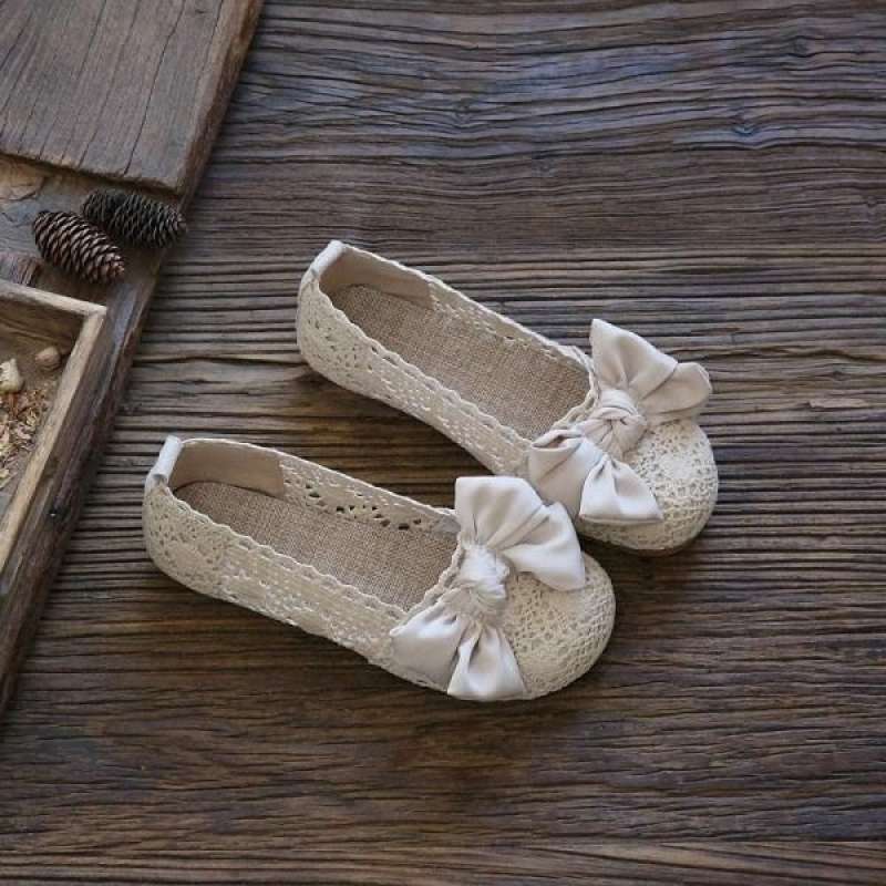 2025 summer new old north cloth shoes women's bow hole hollow maternity shoes fisherman shoes Doudou women's single shoes