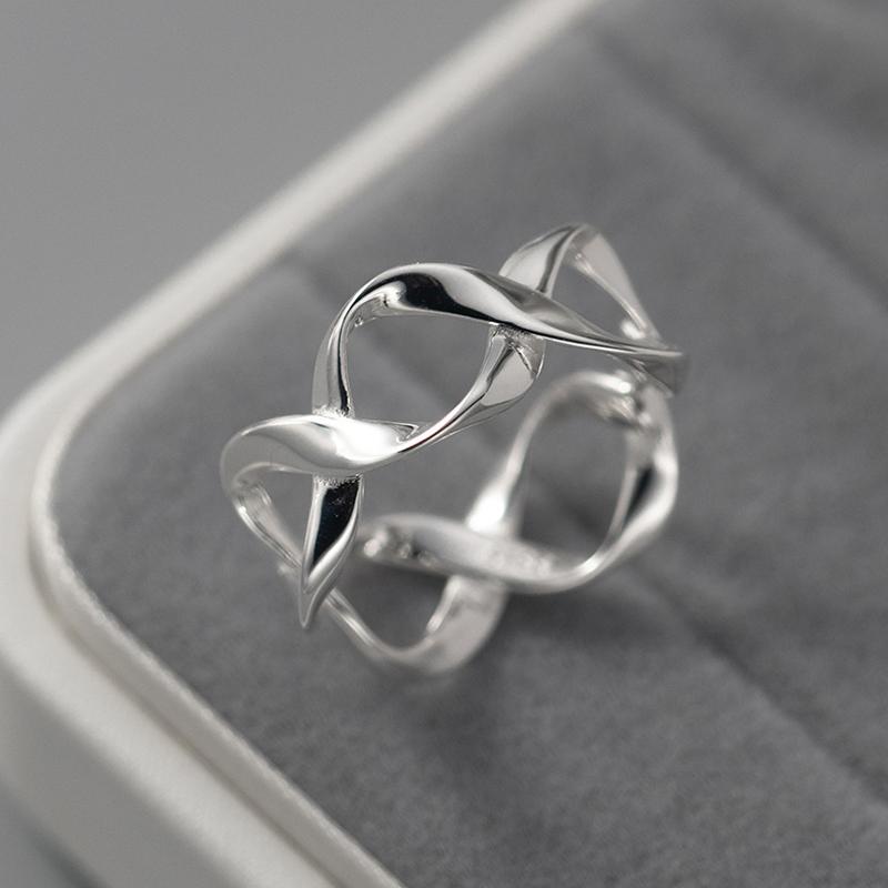 foxanry Hollow Geometric Cuff Ring For Women Minimalist Creative Elegant Wedding Bride Jewelry Gifts Wholesale